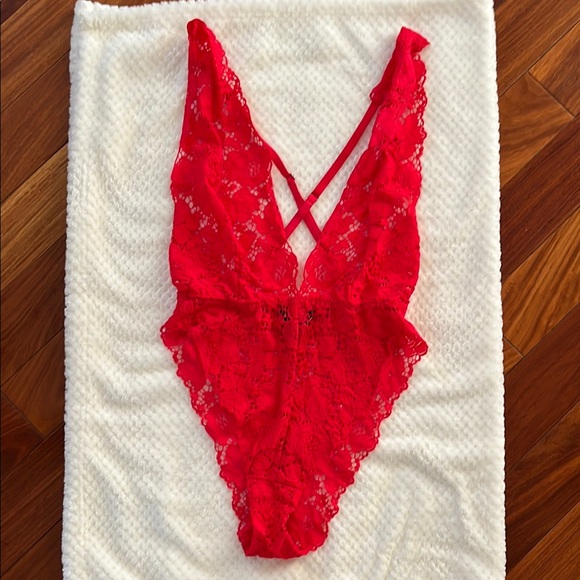 Victoria's Secret Tops Victorias Secret Red Lace Bodysuit Poshmark — free download